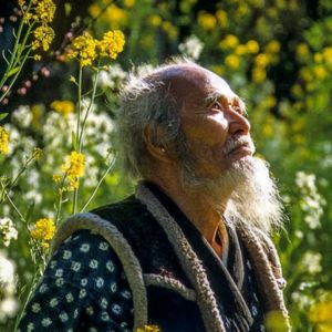 Portrait of Japanese natural farmer Masanobu Fukuoka
